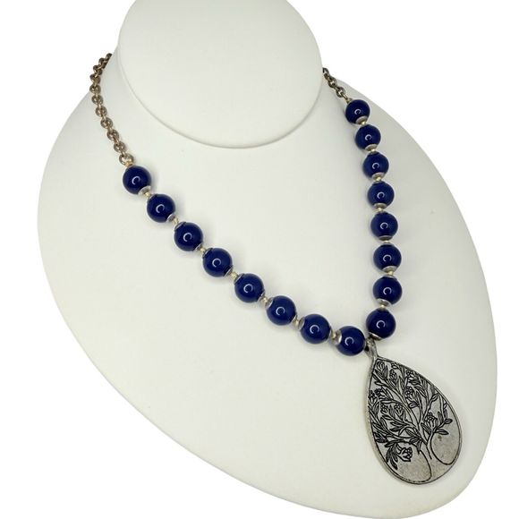 Liz Claiborne Blue Lapis Tree Of Life Pendant Necklace 18” Reflection & Faith - Picture 11 of 16